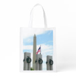 Washington Monument and WWII Memorial in DC Reusable Grocery Bag