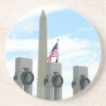 Washington Monument and WWII Memorial in DC Sandstone Coaster