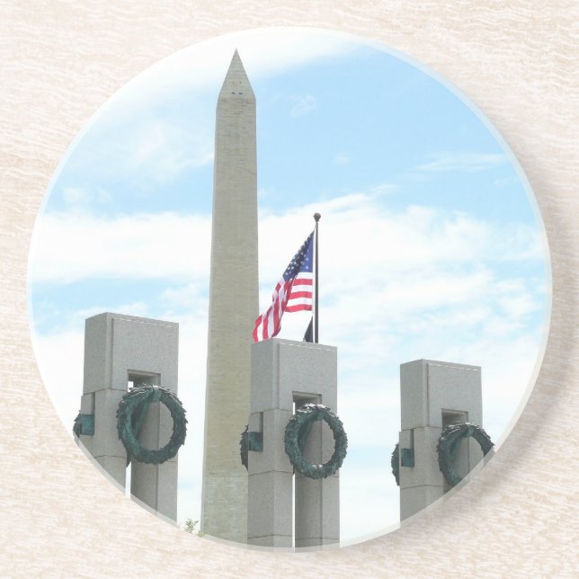 Washington Monument and WWII Memorial in DC Sandstone Coaster (Front)
