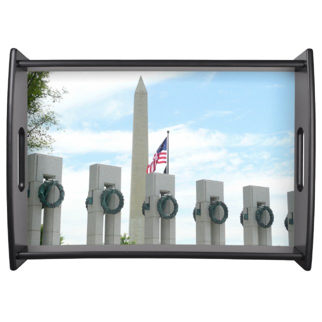 Washington Monument and WWII Memorial in DC Serving Tray (Front)