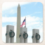 Washington Monument and WWII Memorial in DC Square Paper Coaster