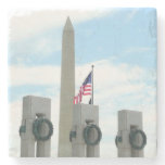 Washington Monument and WWII Memorial in DC Stone Coaster