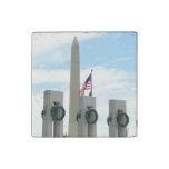 Washington Monument and WWII Memorial in DC Stone Magnet