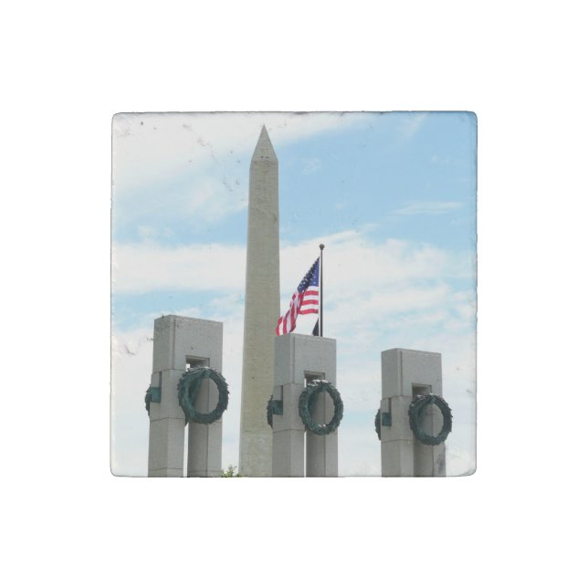 Washington Monument and WWII Memorial in DC Stone Magnet (Front)