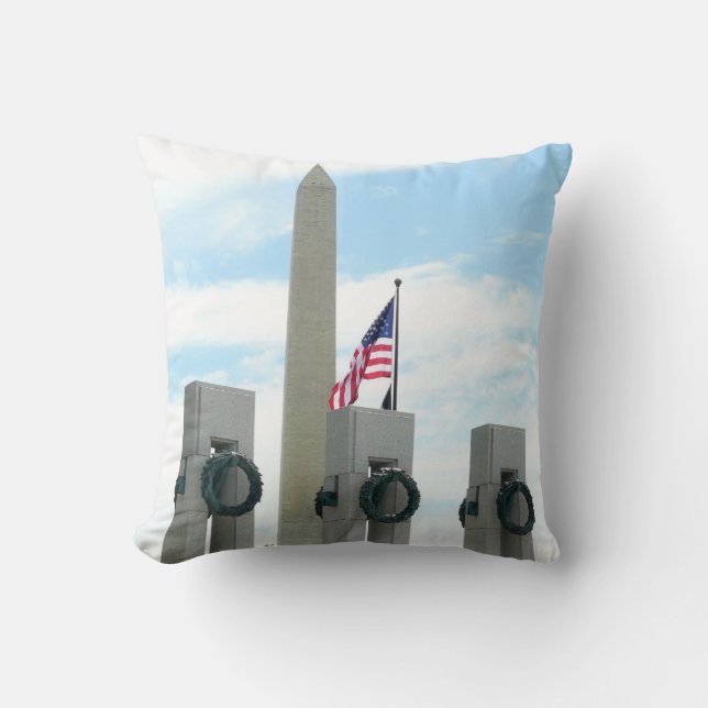 Washington Monument and WWII Memorial in DC Throw Pillow (Front)