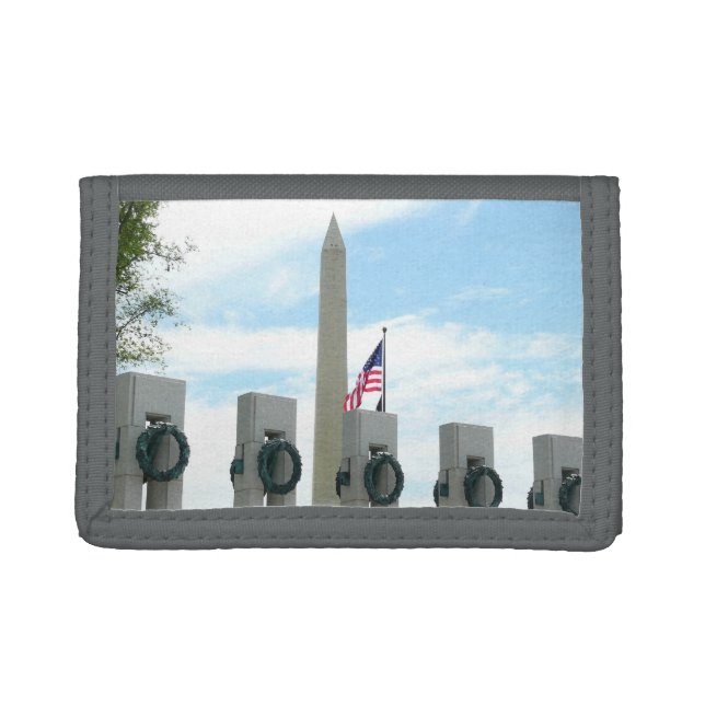 Washington Monument and WWII Memorial in DC Trifold Wallet (Front)