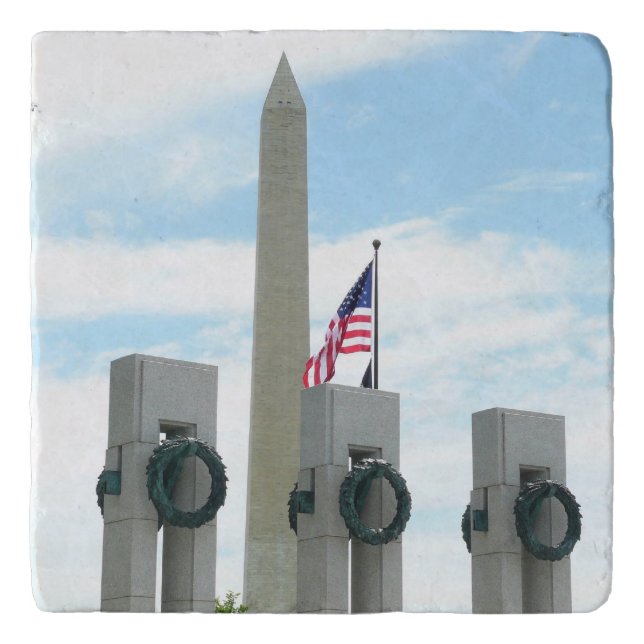 Washington Monument and WWII Memorial in DC Trivet (Front)