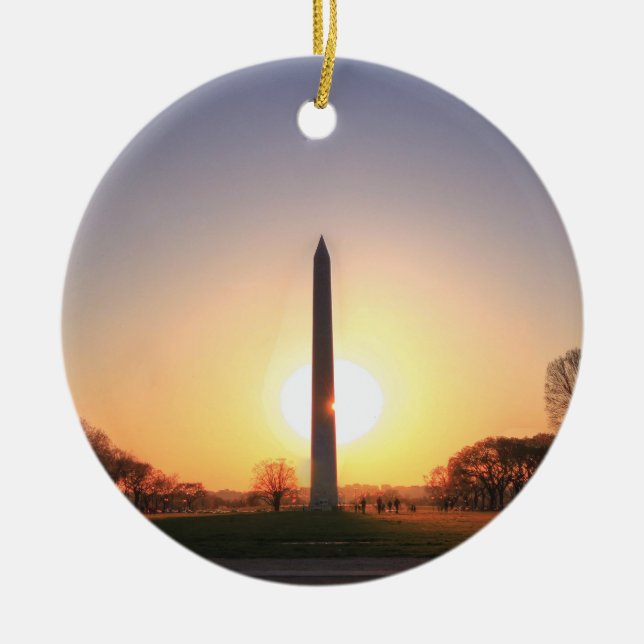 Washington Monument at Sunset Ceramic Ornament (Front)