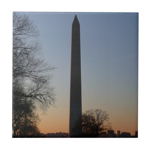 Washington Monument at Sunset in DC Ceramic Tile (Front)