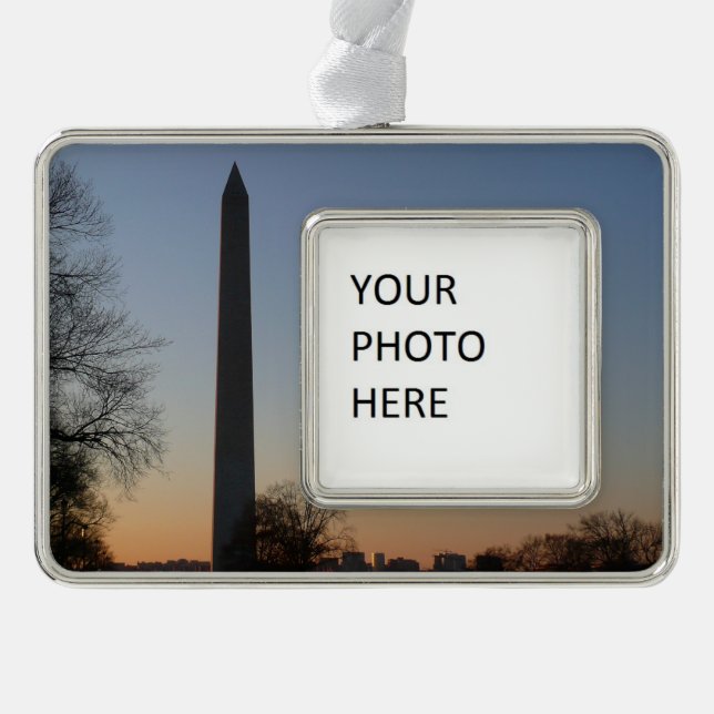 Washington Monument at Sunset in DC Christmas Ornament (Front)