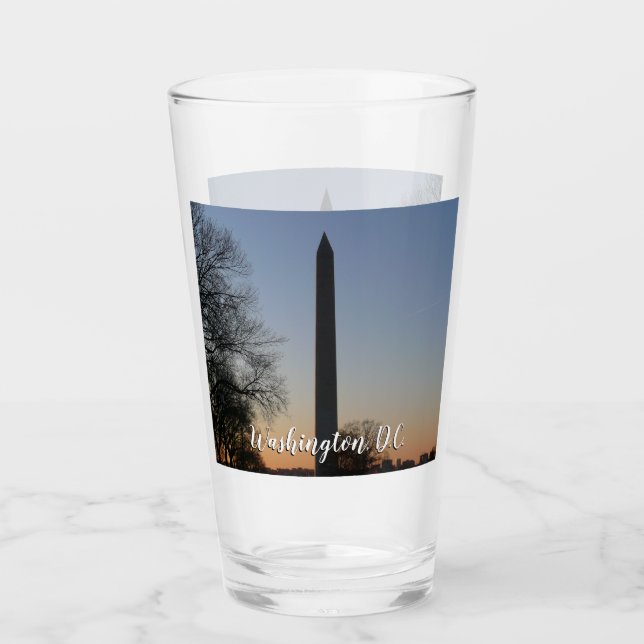 Washington Monument at Sunset in DC Glass (Front)
