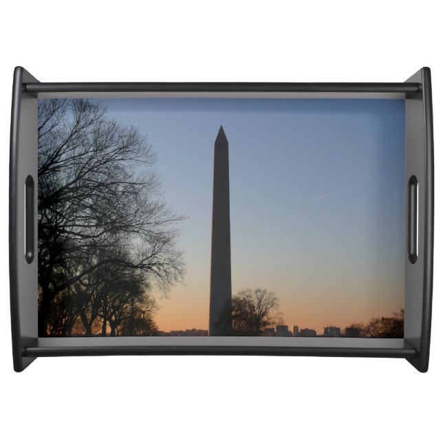 Washington Monument at Sunset in DC Serving Tray (Front)