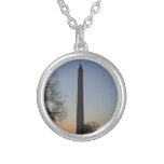 Washington Monument at Sunset in DC Silver Plated Necklace