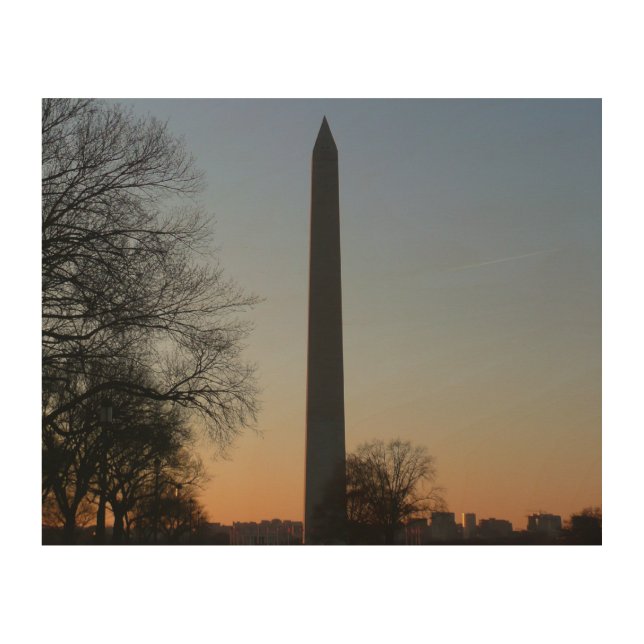 Washington Monument at Sunset in DC Wood Wall Art (Front)