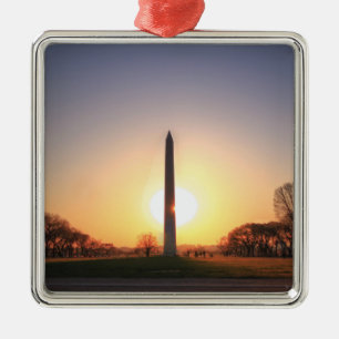 Washington Monument at Sunset Metal Ornament