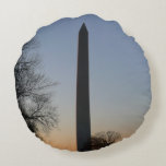 Washington Monument at Sunset Round Pillow