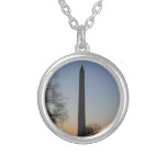 Washington Monument at Sunset Silver Plated Necklace