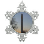 Washington Monument at Sunset Snowflake Pewter Christmas Ornament