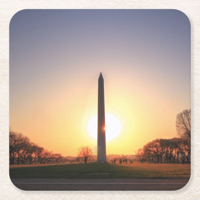 Washington Monument at Sunset Square Paper Coaster (Front)