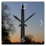 Washington Monument at Sunset Square Wall Clock