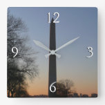 Washington Monument at Sunset Square Wall Clock