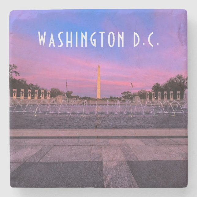 Washington Monument at Sunset Stone Coaster (Front)