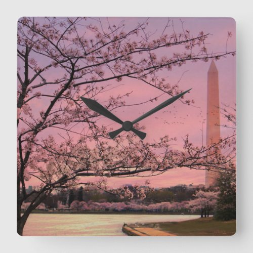 Washington Monument Cherry Blossom Festival Square Wall Clock