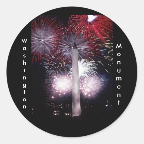Washington Monument Fireworks Classic Round Sticker