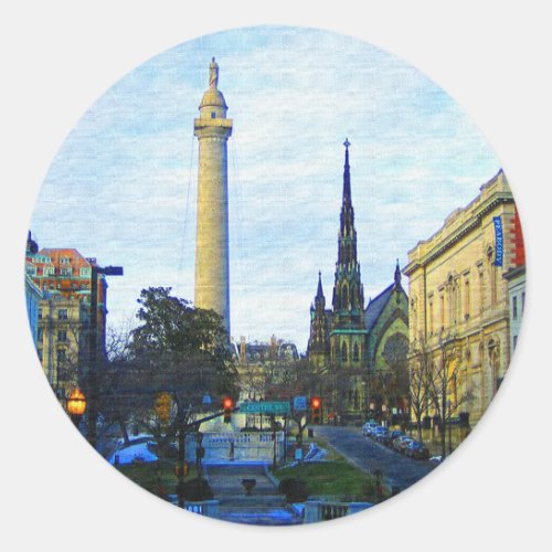 Washington Monument Historic Neighborhood Classic Round Sticker