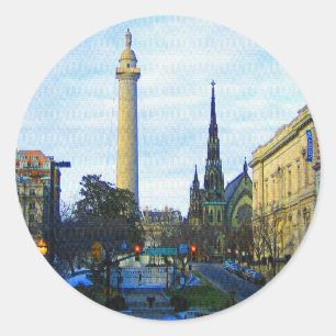 Washington Monument Historic Neighborhood Classic Round Sticker