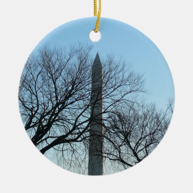 Washington Monument in Winter I Landscape Ceramic Ornament (Front)