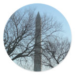 Washington Monument in Winter I Landscape Classic Round Sticker