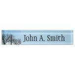 Washington Monument in Winter I Landscape Desk Name Plate