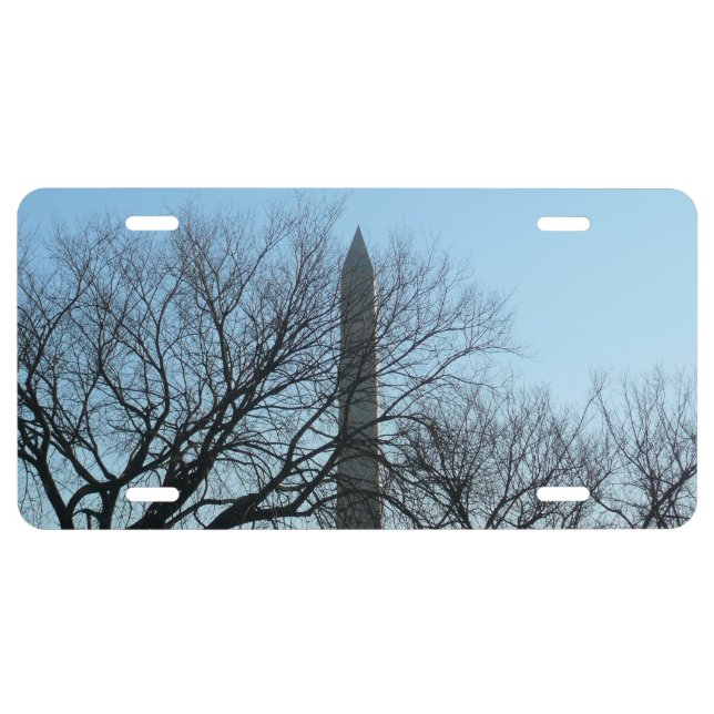 Washington Monument in Winter I Landscape License Plate (Front)