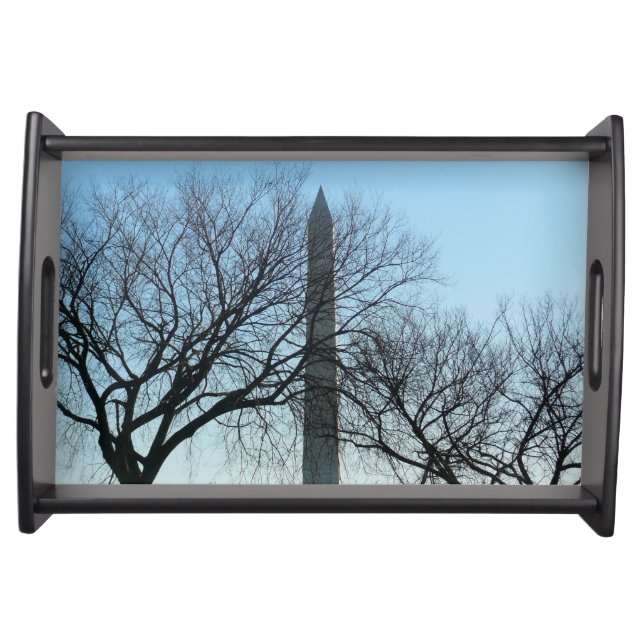 Washington Monument in Winter I Landscape Serving Tray (Front)