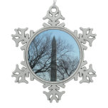 Washington Monument in Winter I Landscape Snowflake Pewter Christmas Ornament