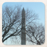 Washington Monument in Winter I Landscape Square Paper Coaster