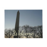 Washington Monument in Winter II Doormat