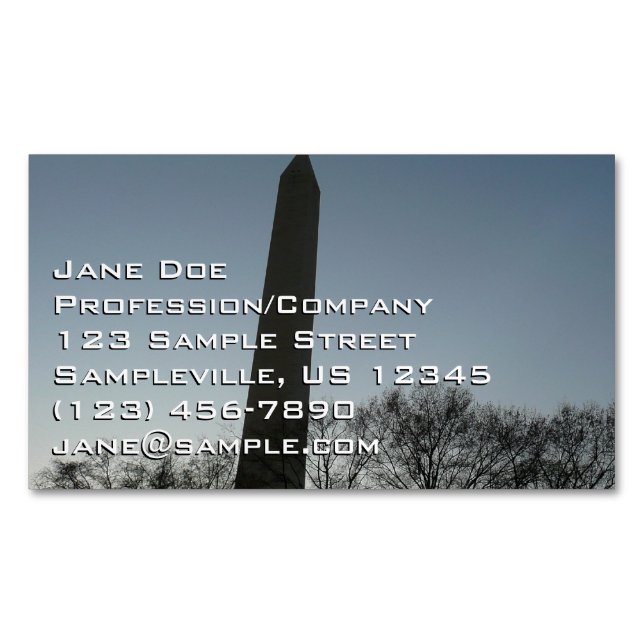 Washington Monument in Winter II Landscape Business Card Magnet (Front)