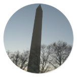 Washington Monument in Winter II Landscape Classic Round Sticker