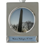 Washington Monument in Winter II Silver Plated Banner Ornament