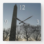 Washington Monument in Winter II Square Wall Clock