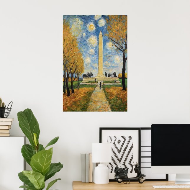 Washington Monument Poster - Van Gogh Style Art (Home Office)