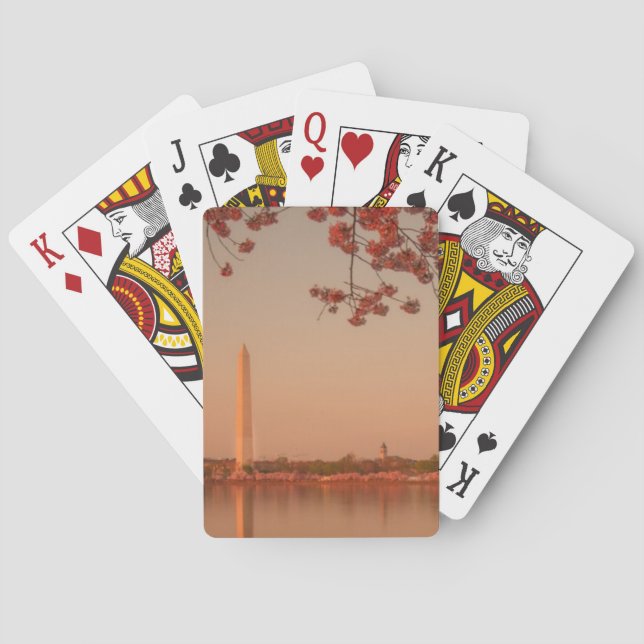 Washington Monument Sakura at sunset. Poker Cards (Back)