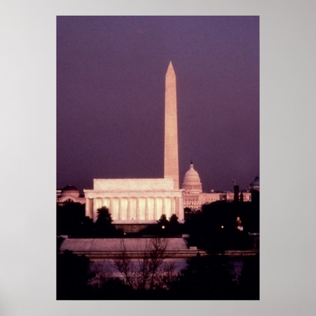 Washington Monument, the Capitol and Jefferson Poster (Front)