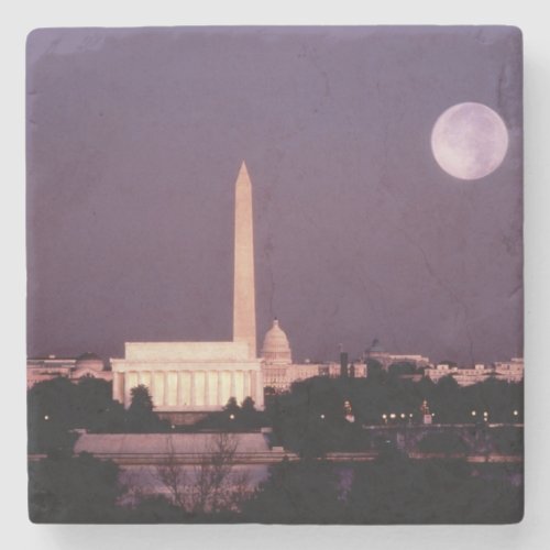 Washington Monument the Capitol and Jefferson Stone Coaster