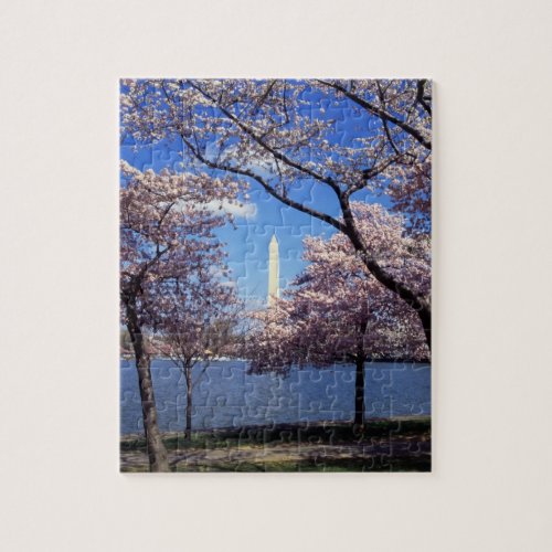 Washington Monument Through Cherry Blossoms Jigsaw Puzzle