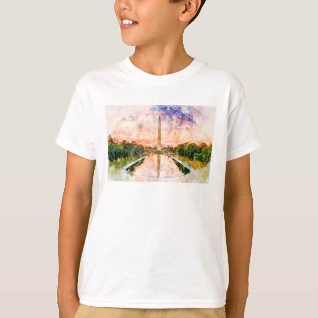 Washington Monument watercolor during sunset T-Shirt (Front)