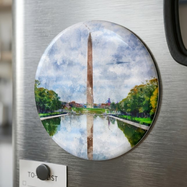 Washington Monument Watercolor with Reflection Magnet (Washington Monument Watercolor with Reflection. Magnet )