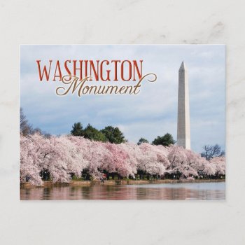 Washington Monument With Cherry Blossoms Postcard by HTMimages at Zazzle